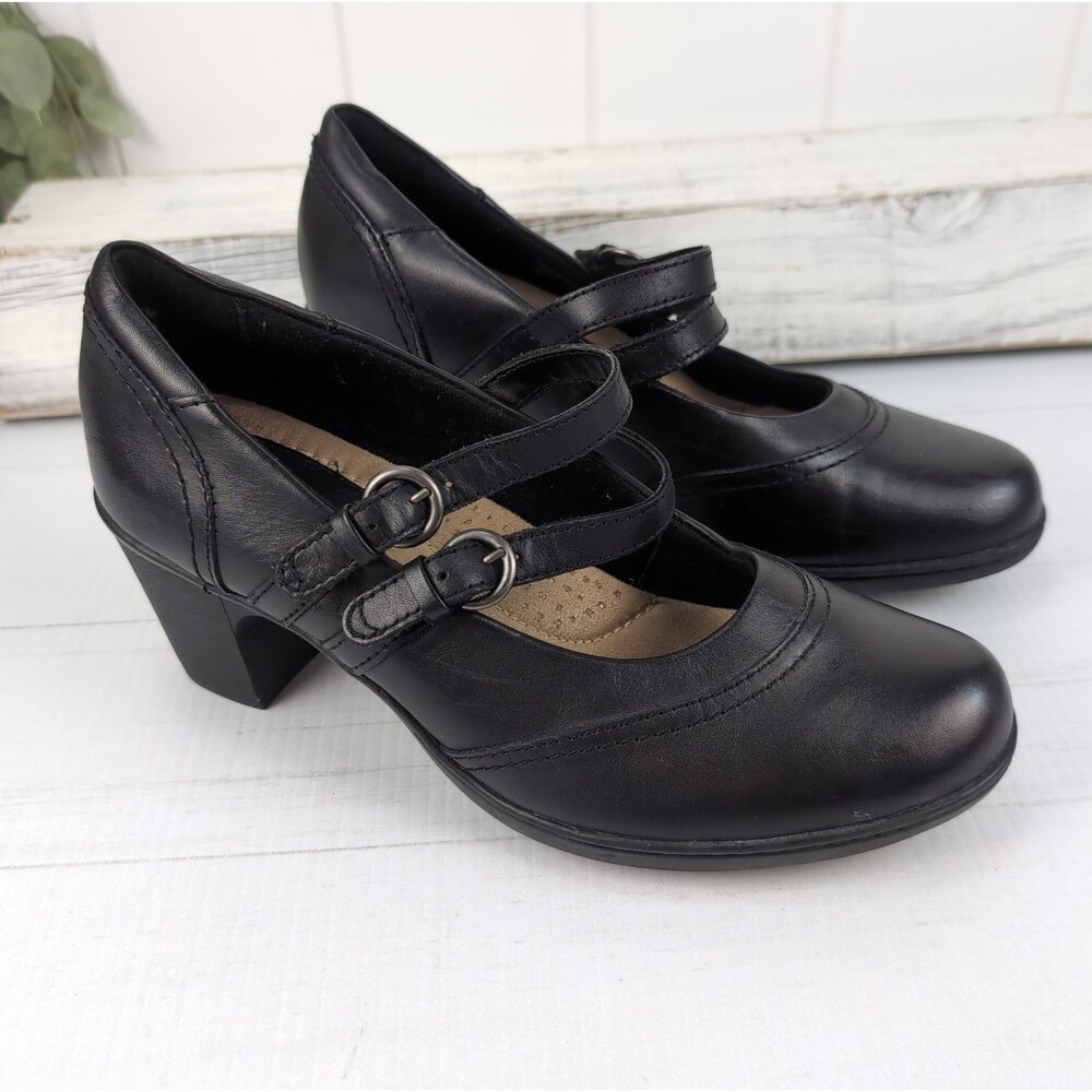Earth Origins Women’s Bobby Leather Double Strap Mary Jane Heels 7.5 M